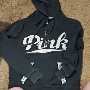 PINK Victoria's Secret Black Hoodie with White Logo